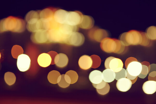 Blurred city lights in the evening