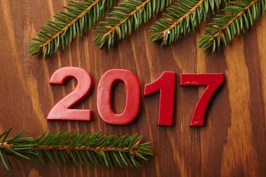 2017 yeni yıl sembolü ile köknar ağacı 