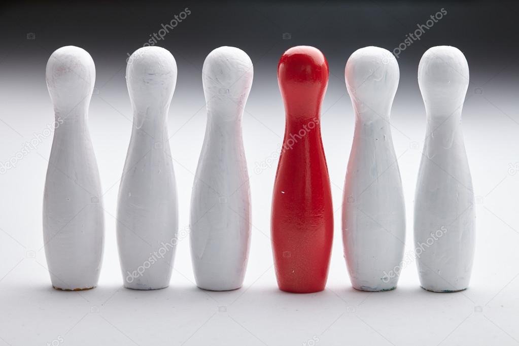 Red bowling pin leader