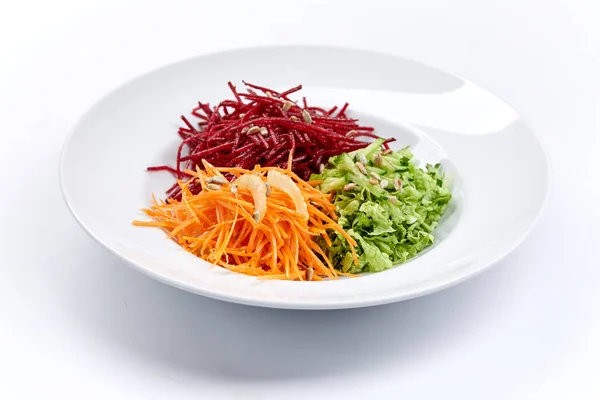 Raw Vegetables White Plate Close View — Stock Photo, Image