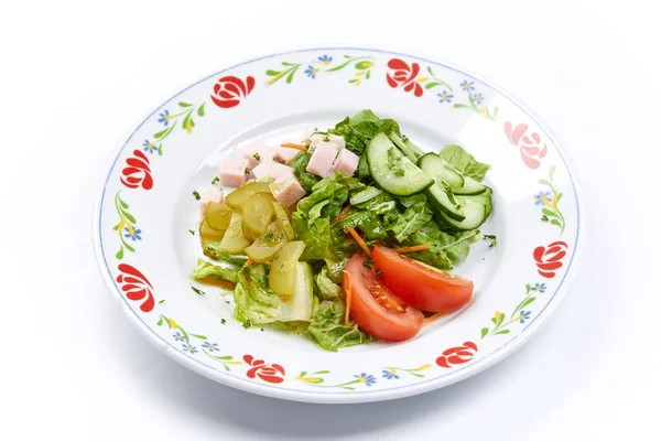 Fresh Salad White Plate Close View — Stock Photo, Image