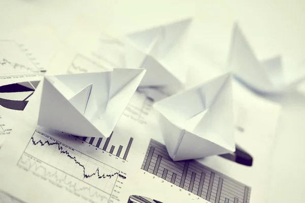 Paper Boat Documents Business Concept — Stock Photo, Image