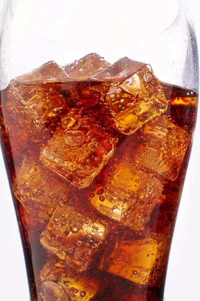 Cola Med Isbitar Glas Närvy — Stockfoto