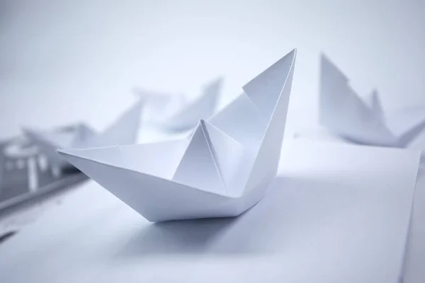 Paper Boats Light Background Close View — Stock Photo, Image