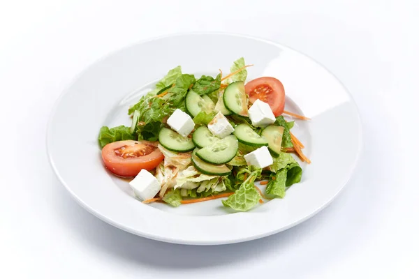 Grekisk Sallad Vit Tallrik Närvy — Stockfoto