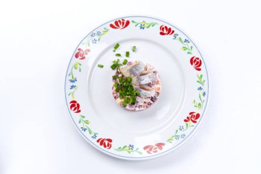 Tabakta ringa salatası, yakın görüş. 