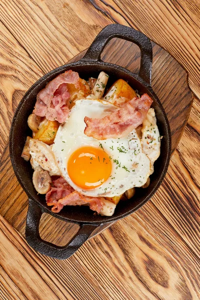 Closeup Unhealthy Breakfast Wooden Table — Stock Photo, Image