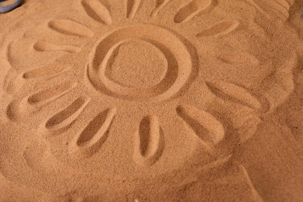Ručně Kreslené Slunce Písku Zblízka — Stock fotografie
