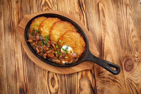 Aardappelpannenkoek Met Vlees Pan — Stockfoto