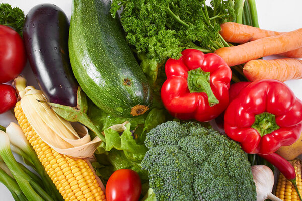 Fresh vegetables on white background 