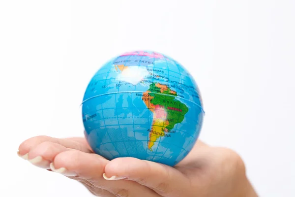 Hand with globe — Stock Photo, Image