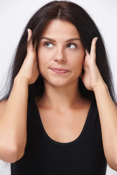 Woman portrait on white Stock Picture