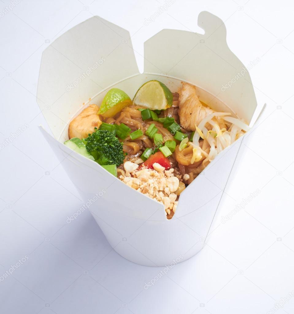 Noodles in paper box