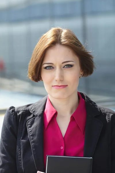 Portrait Businesswoman with notebook — Stock Photo, Image