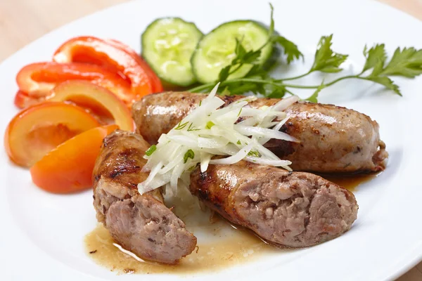 Sausage with vegetables — Stock Photo, Image