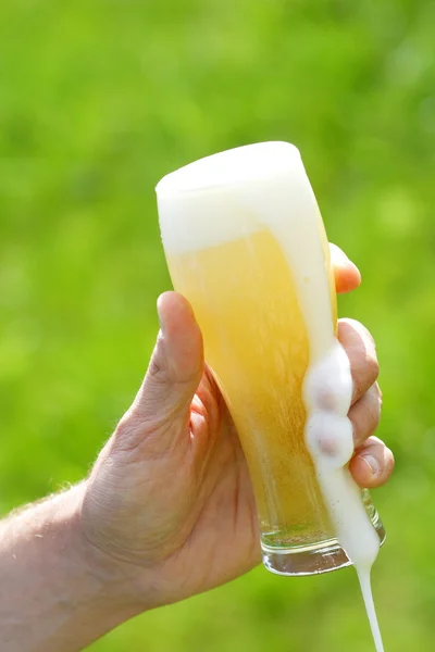 Hand hält Bier — Stockfoto