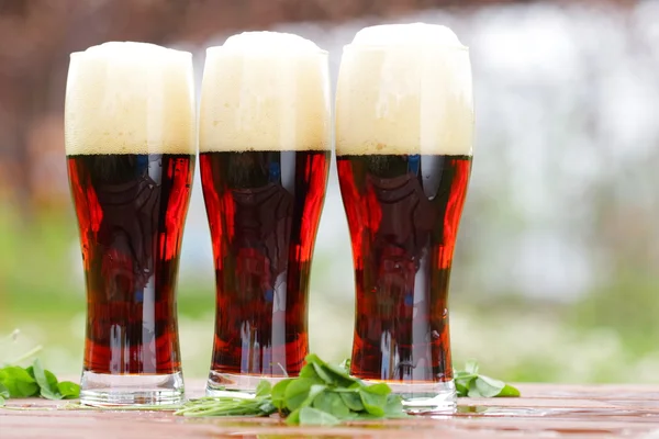 Drie glazen van bier — Stockfoto