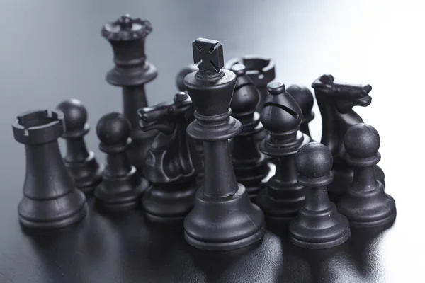 Чорний шахові фігури — стокове фото