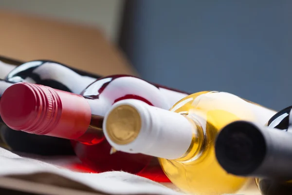 Bottles with different wine — Stock Photo, Image