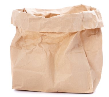 Beyaz üzerine kağıt torba.