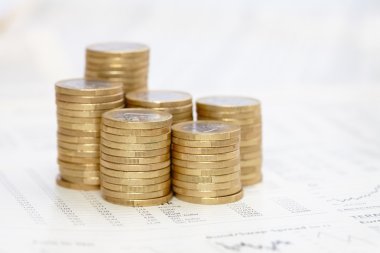 grafik üzerinde Euro coins