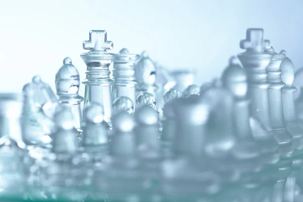 Glass chess figurines — Stock Photo, Image