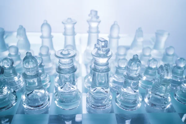 Glass chess figurines — Stock Photo, Image