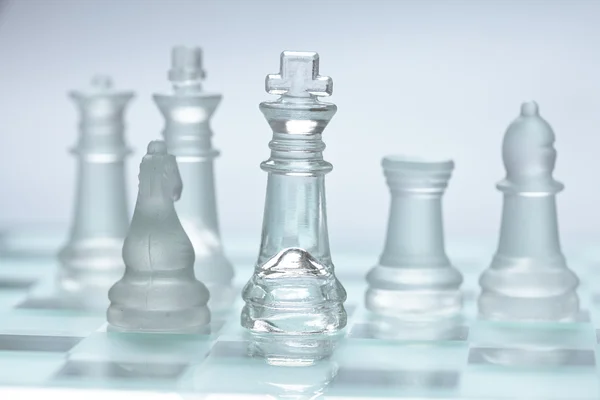 Glass chess figurines — Stock Photo, Image