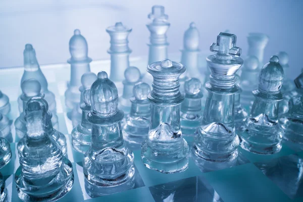 Glass chess figurines — Stock Photo, Image
