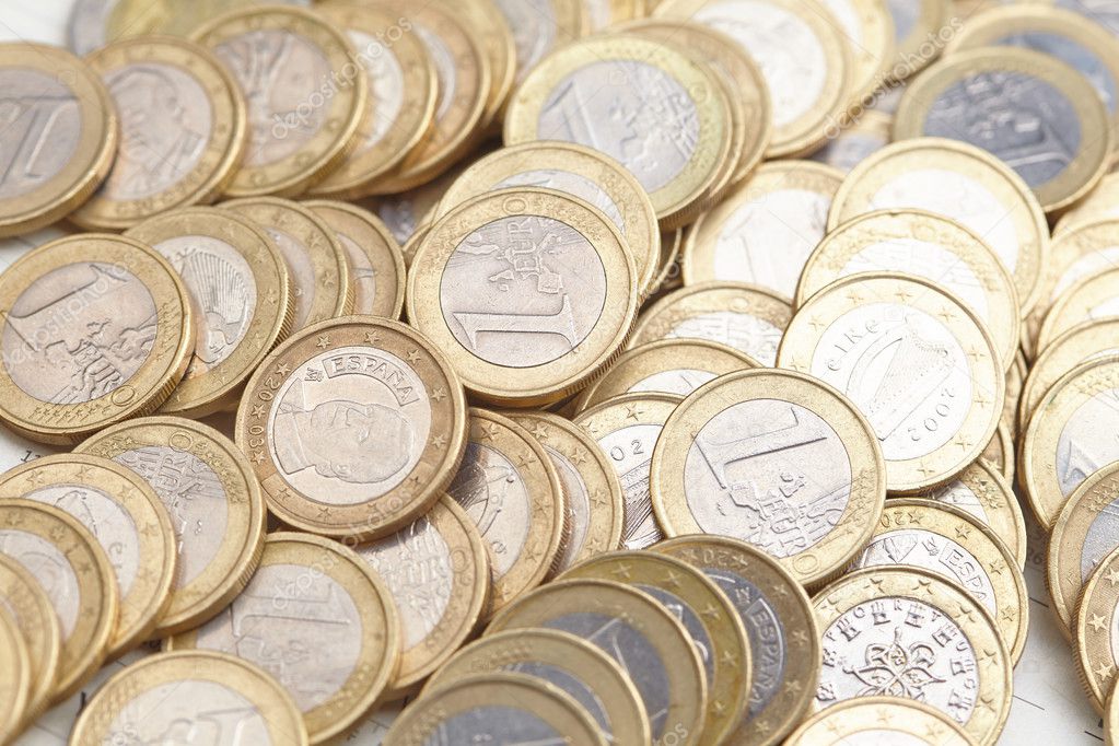euro coins close up