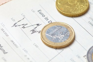 grafik üzerinde Euro coins