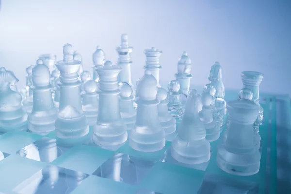 Glass chess figurines — Stock Photo, Image