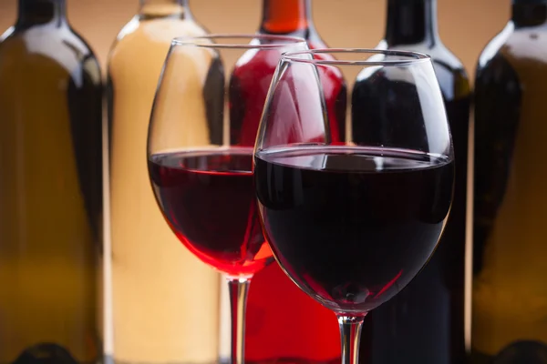 Bottles and glasses wine — Stock Photo, Image