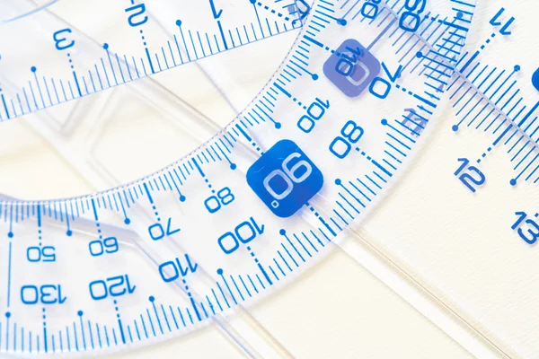 Plastic rulers on white — Stock Photo, Image