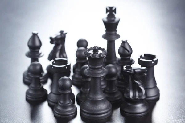 Černá Šachové figury — Stock fotografie