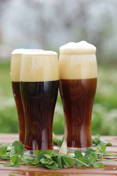 Drie glazen van bier — Stockfoto