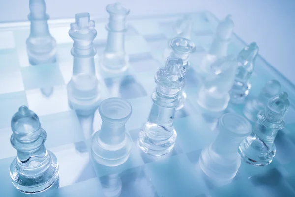 Glass chess figurines — Stock Photo, Image