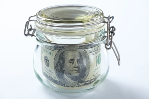 Bani în borcan de sticlă — Fotografie, imagine de stoc