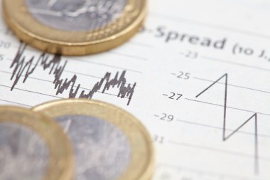grafik üzerinde Euro coins
