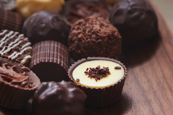 Chocolate sweets on table — Stock Photo, Image