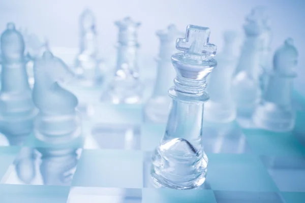 Glass chess figurines — Stock Photo, Image