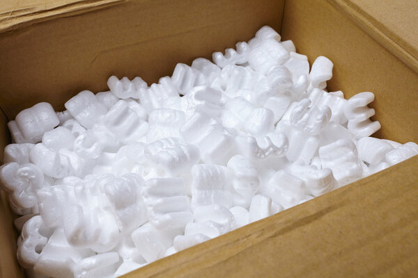 carton box with white packaging filling 