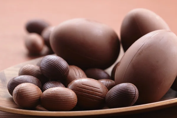 Pile Chocolate Easter Eggs Close — Stock Photo, Image