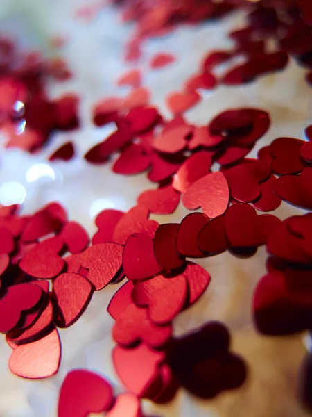 Heldere Hart Confetti Achtergrond Valentine Dag Concept — Stockfoto