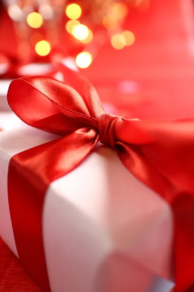Gifts with red ribbons Stock Image