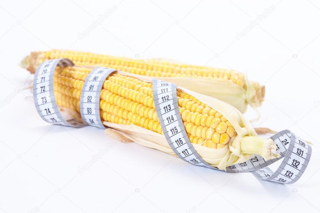 corn with measuring tape