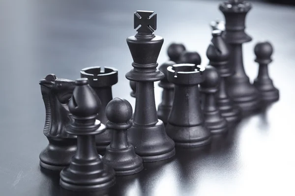 Schwarzes Schach auf Grau — Stockfoto