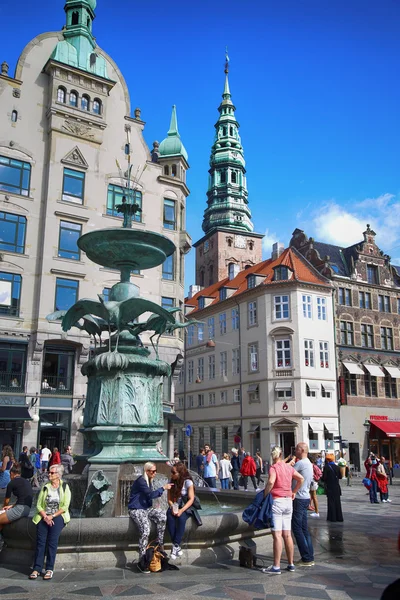 Amagertorv plein in Kopenhagen, Denemarken — Stockfoto