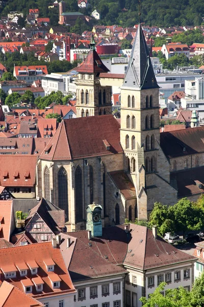 Esslingen am Neckar widok z zamku Burg w pobliżu Stuttgart, Baden — Zdjęcie stockowe