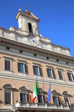 Piazza Montecitorio in the old town of Rome, italy
